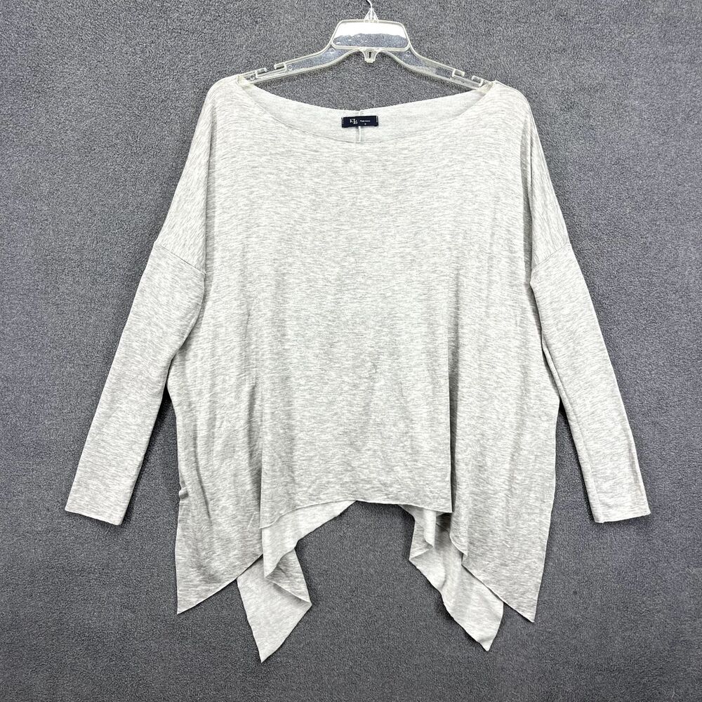 KLD Sweater Womens Small Gray Tunic Boxy Oversized raw hem‎ dolman sleeve